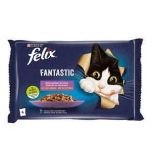 Felix - Junior Fantastic en Gelatinee Thon Saumon Poulet Boeuf - 4 x 85 g
