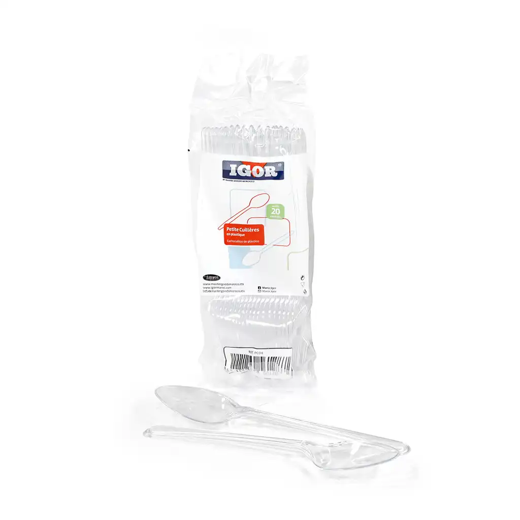 Igor - 20 Petites Cuillères en Plastique Blanc