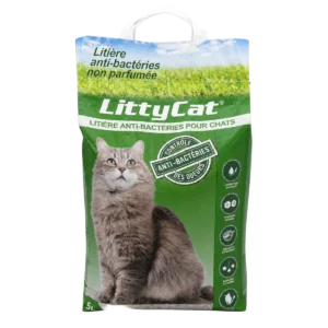 LittyCat — Litière anti-bactéries non parfumée pour chats — 5 kg