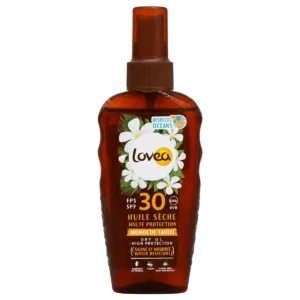 Lovea - Huile sèche solaire haute protection SPF 30 Monoï de Tahiti