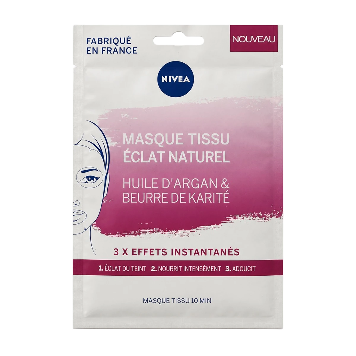 Nivea — Masque tissu éclat naturel à l'huile d'argan et au beurre de karité — 1 masque