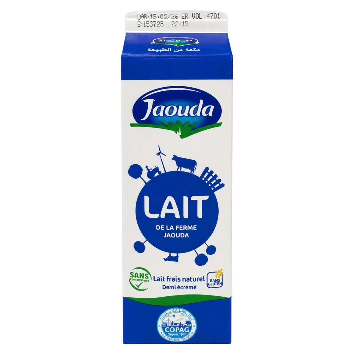 Jaouda — Lait frais naturel demi-écrémé — 470 ml