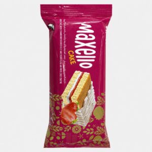 Maxello - Cake fourré à la fraise et à la crème enrobé chocolat blanc