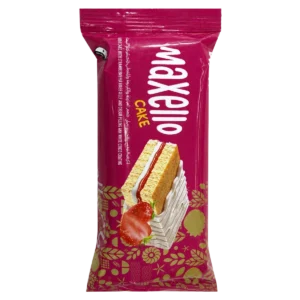 Maxello - Cake fourré à la fraise et à la crème enrobé chocolat blanc