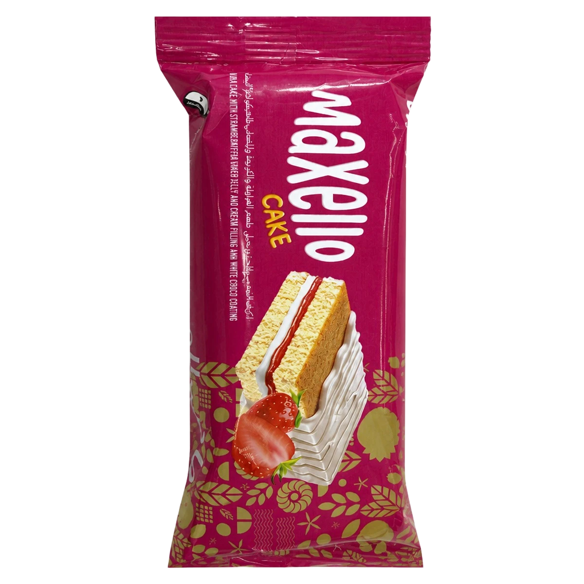 Maxello - Cake fourré à la fraise et à la crème enrobé chocolat blanc