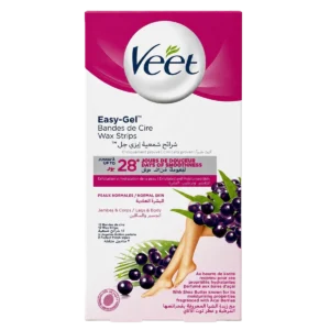 Veet - Bandes de cire Easy-Gel peaux normales jambes et corps au beurre de karité parfum baies d’açaï