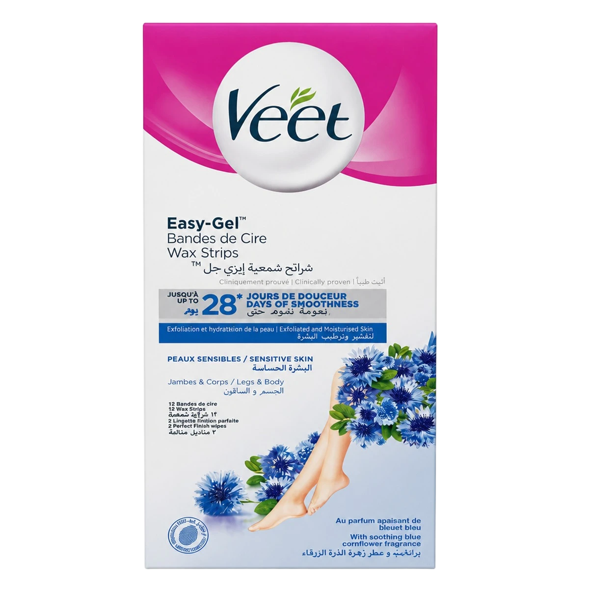 Veet — Bandes de cire pour peaux sensibles — 12 bandes