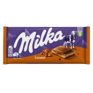 Milka - Tablette de chocolat au lait fourrée au caramel