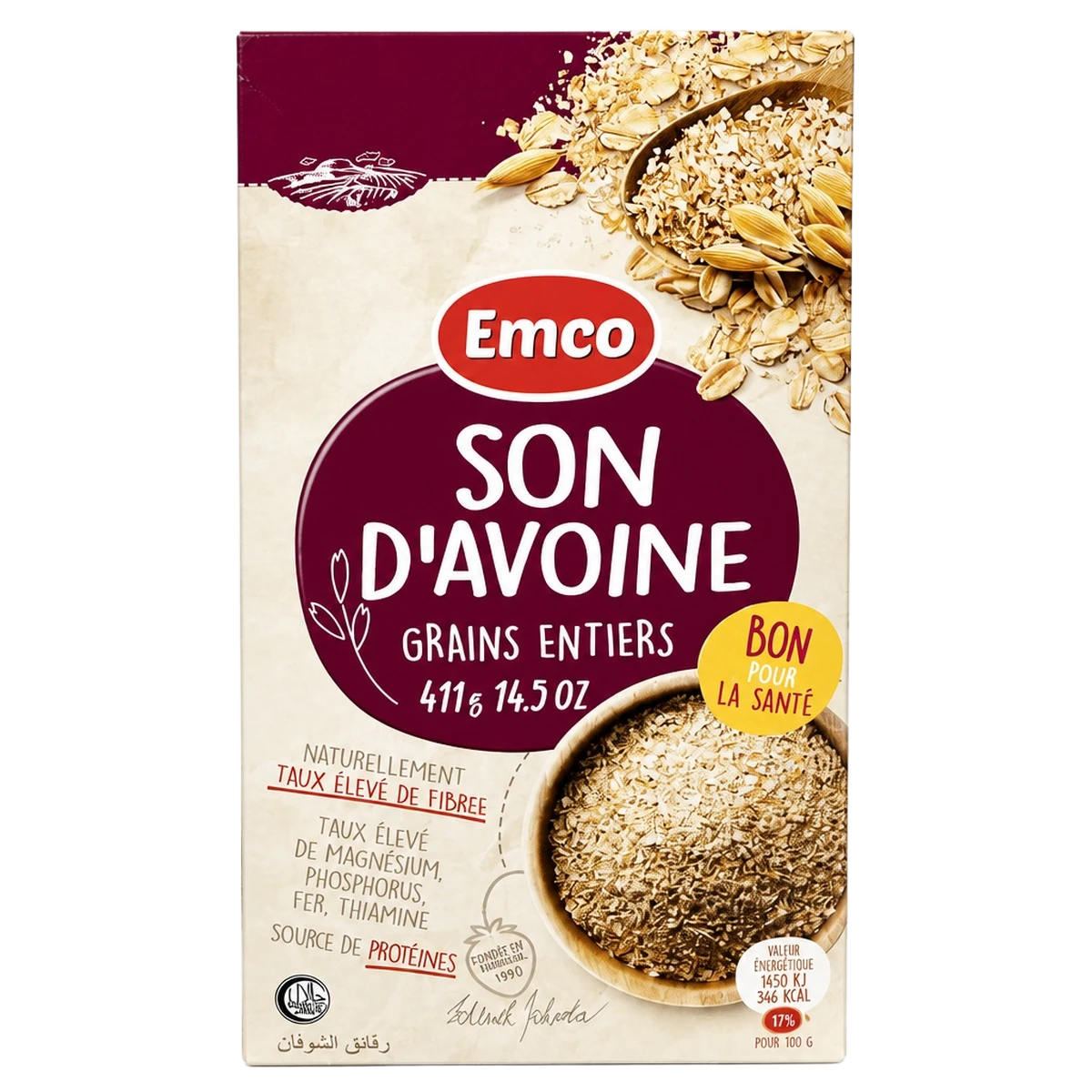 Emco — Son d'avoine grains entiers — 411 g