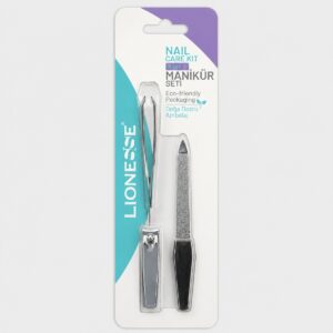 Lionesse - Set manucure 3 en 1 pince à épiler, lime et coupe-ongles