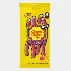 Chupa Chups - Tubes Sour bonbons gélifiés fourrés goût fraise